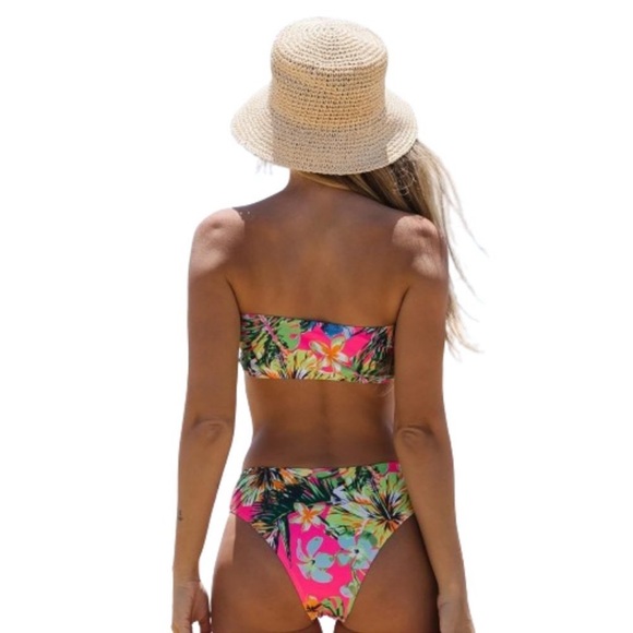 Floral Pink Brazilian Cut Bandeau Bikini - Picture 3 of 3